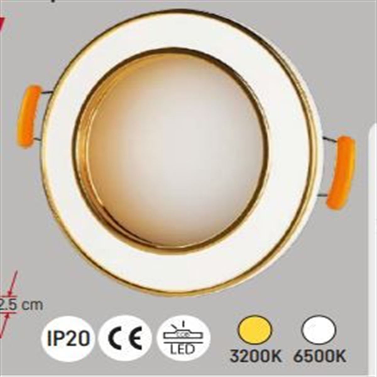 220 V 5W SMD LED SPOT BEYAZ+ALTIN KASA 3200K 1